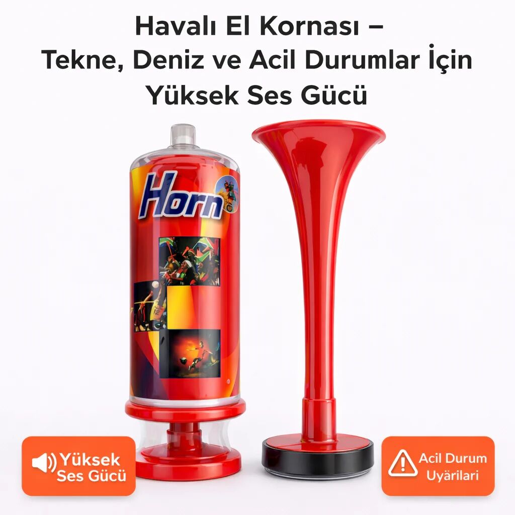 Havalı El Kornası – Yüksek Sesli Tekne ve Acil Durum Kornası